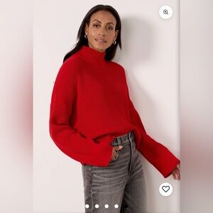 Sanctuary Stay Cozy Mock Neck Sweater, Red, XS